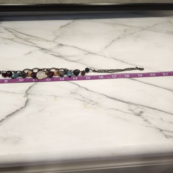 Premier Designs Necklace Art Glass Swirl Gun Metal Bohemian Charm Bead - Picture 7 of 10